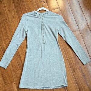 Reformation Gray Long Sleeve Henley Dress
